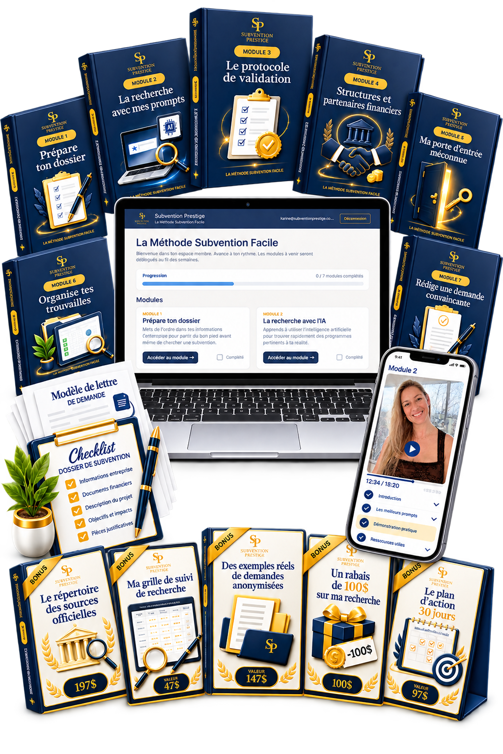Le bundle complet de La Méthode Subvention Facile : 7 modules, 5 bonus, prompts et outils téléchargeables