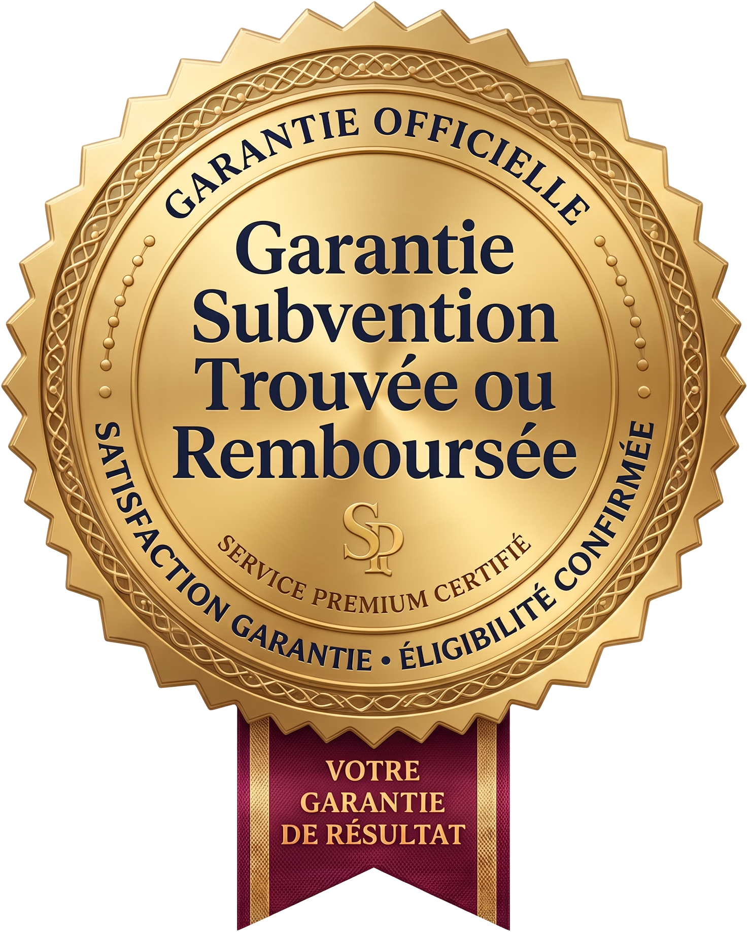 Badge Garantie officielle : subvention trouvée ou remboursée